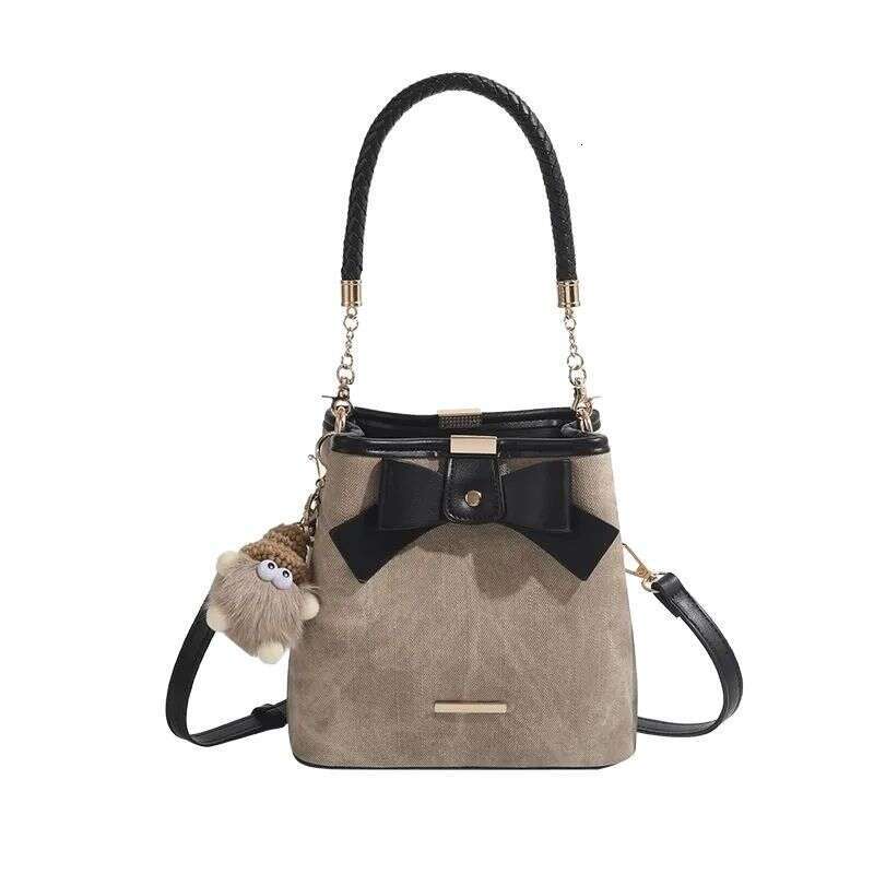 CHARHP&KEJNT 2026 New Niche Bowknot High-end Retro Artistic Bucket Versatile Shoulder Crossbody Bag