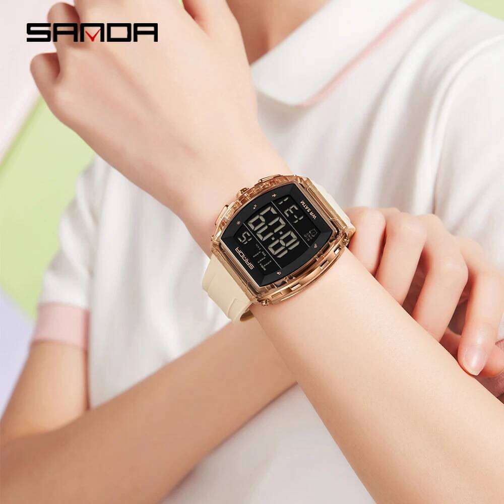 SANDA 6286 Fashion Electronic Watch Calendar Luminous Shockproof Waterproof Silicone Strap Men Women Sports Digital Wristwatch