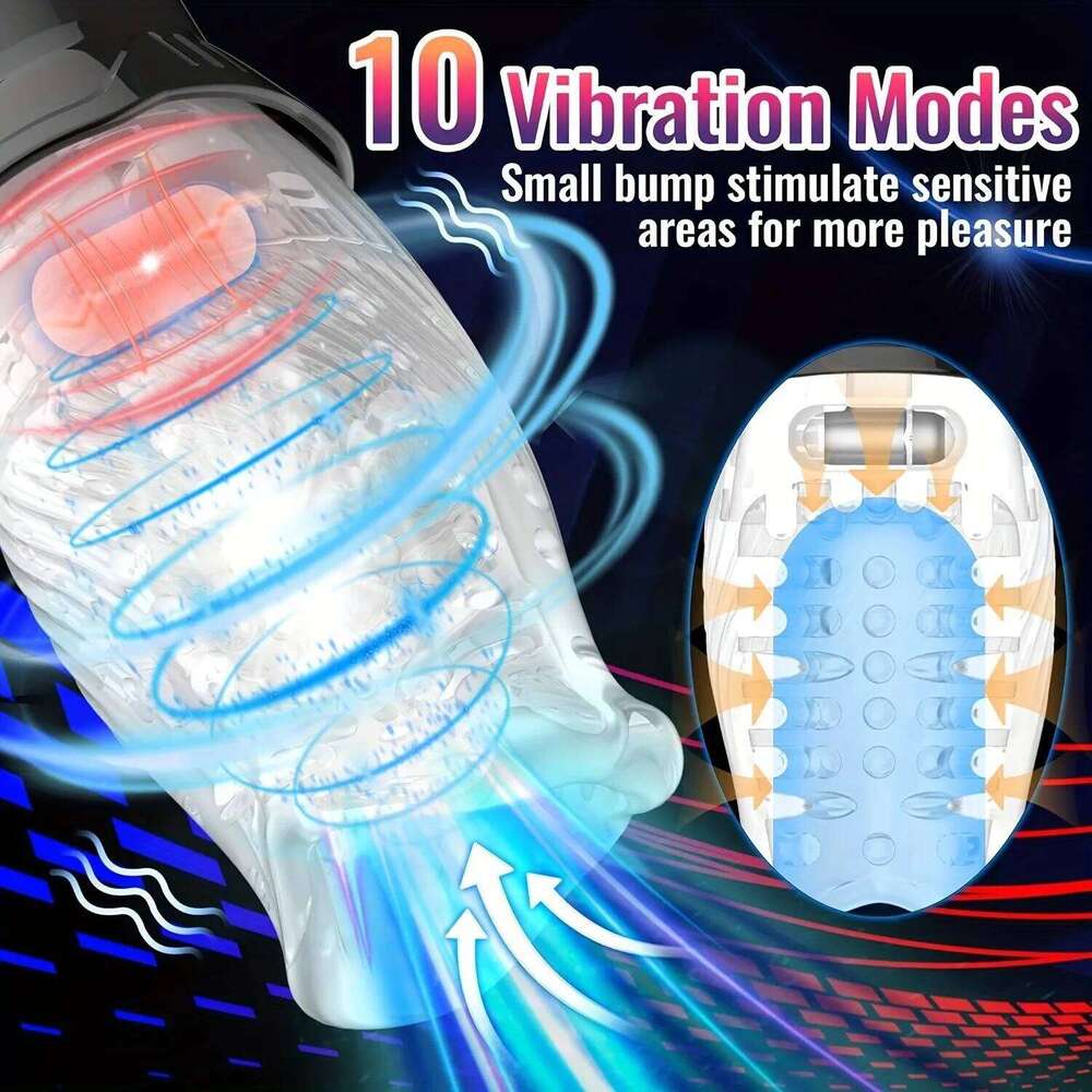 Tornado Masturbator 10 Vibration 5 Rotation Transparant Sleeve Oral Delay Endurance Masturbation Cup Sex Toys 18 Z260312