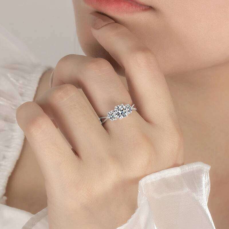 PERFANY 1CT Moissanite Ring for Women S925 Pure Silver Flower Design Laboratory Certification Diamond Wedding Elegant Jewelry H260312