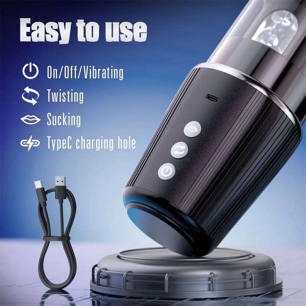 Automatic Sucking Masturbator Cup Blowjob Machines Soft Pocket Pussy Rotating Vibrator Realistic Vagina Sex Toy for Men Z260312