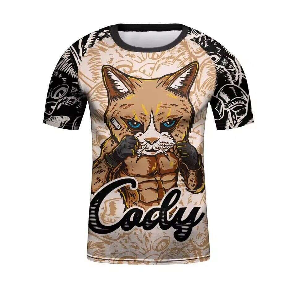 2026 New Men's Animal Print Exquisite Pattern Quick-Dry Breathable Versatile Fitness Sports T-Shirt WKERSIY