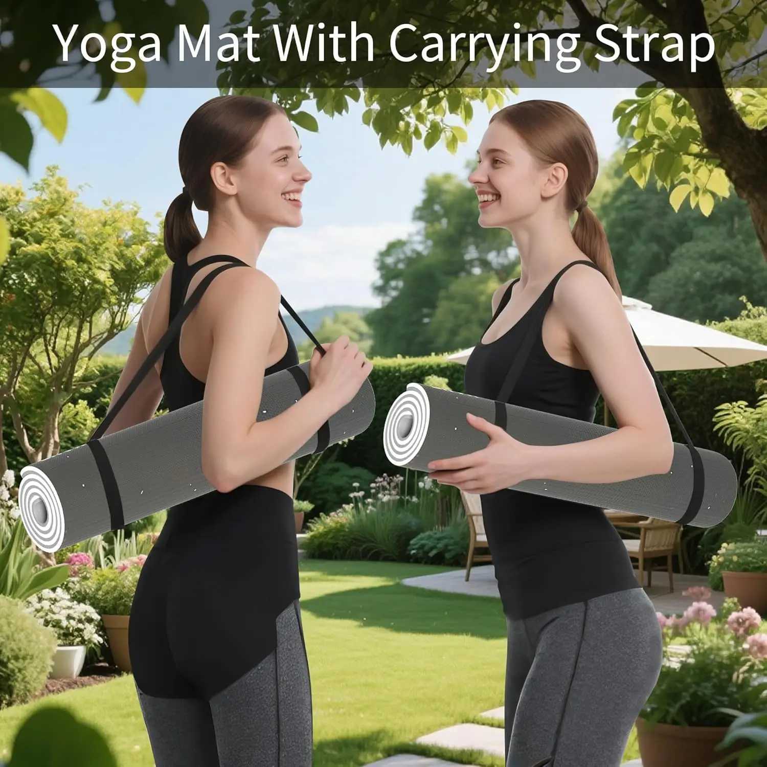 Thick 8mm Eco-Friendly Non-Slip Yoga Mat High Rebound Shock Absorption for Home Workouts Large 72x24 Inches with Strap M260312