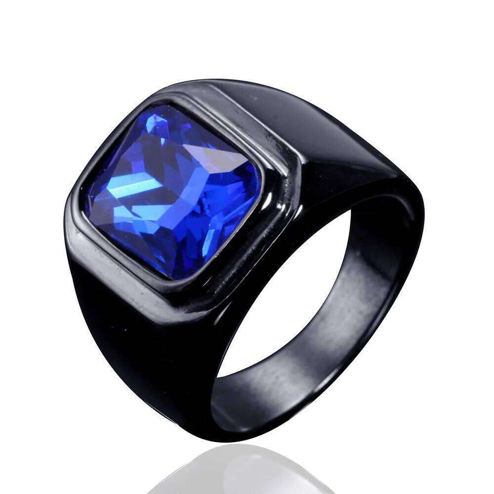 2025 New Men's Stylish Titanium Steel Ring, Unique Square Minimalist Gemstone Trendy Fashion Jewelry, Durable & Comfortable Fit H260312