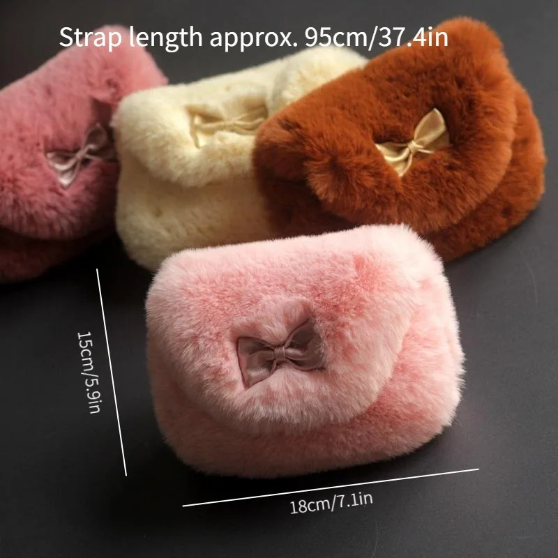 Girl Kids Mini Cross Body Bag Fashion Bowknot Fur Shoulder Messenger Purse 260311