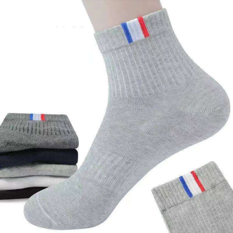 5 Pairs Men's Spring Summer Autumn Winter Socks Men Wicking Sweat Breathable Thickened Mid-tube Solid Four Seasons Sports Sock Z260312