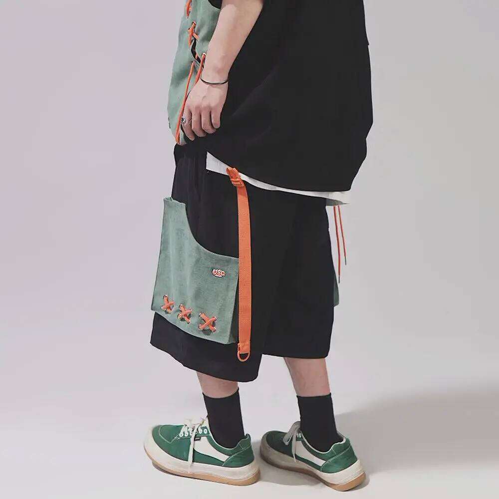 ARENS Hip Hop Cargo Shorts Men Basketball Men's Oversize Couples Matching Clothing Japanese Steetwear Summer Pockets Patchwork