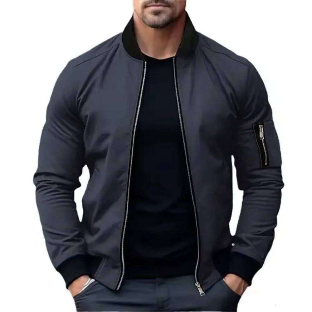 New Jackets for Men Solid Color Bomber Jacket Coat Business Male Coats Windbreaker Mens Zipper Korean Basic Streetwear Tops 26H0311