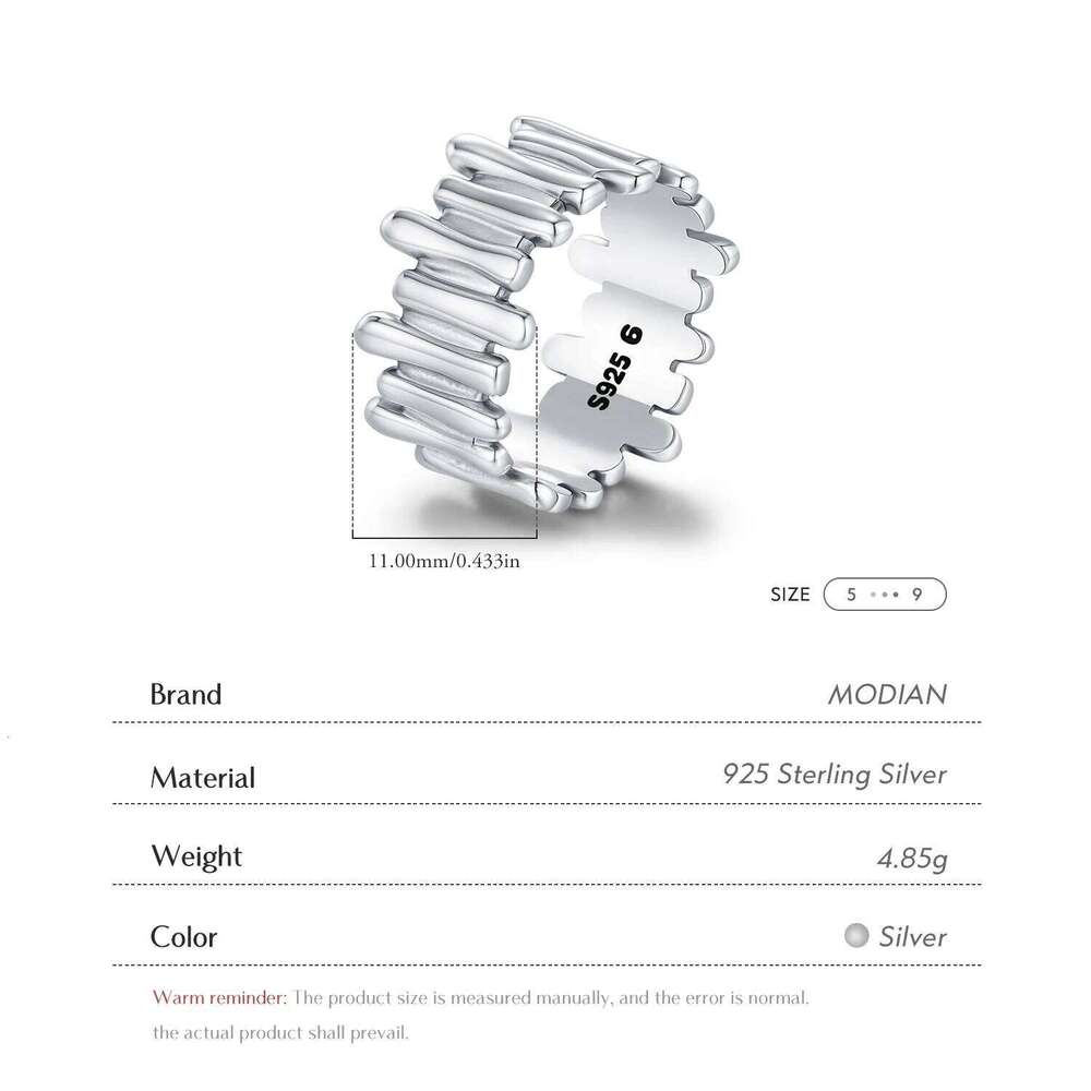 MODIAN 925 Sterling Silver Liquid Irregular Vintage Rings Retro Wide Stackable Fashion Finger Ring For Women Party Fine Jewelry H260312