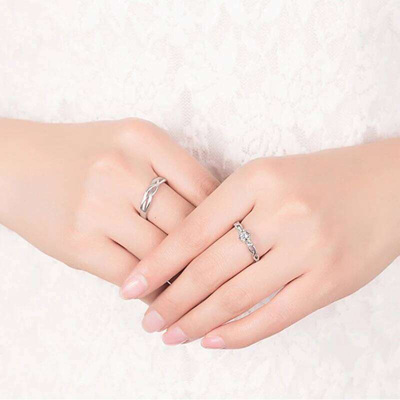 Lady's 925 Sterling Silver Fashion Jewelry New Crystal Zircon Couple Rings For Men XY0348 W260311
