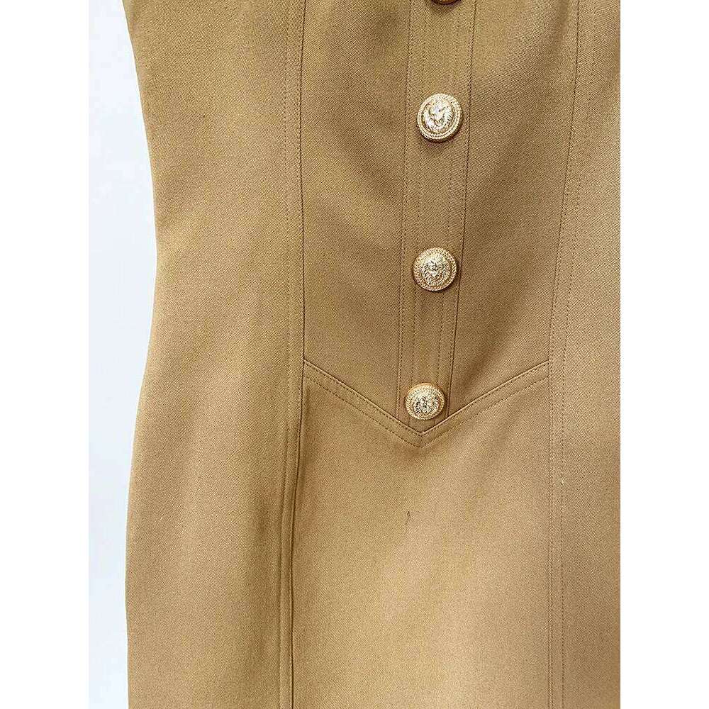 HIGH STREET Newest 2026 Summer Fashion Star Style Designer Women's Lion Buttons Pinafore Dress C260312