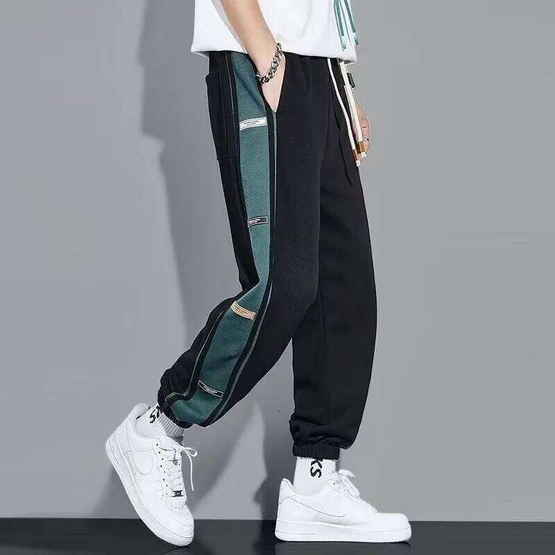 Autumn Patchwork Casual Straight Pants For Men Korean Fashion Trousers Streetwear Baggy Sweatpants Gym Jogger Hombre Pantalones