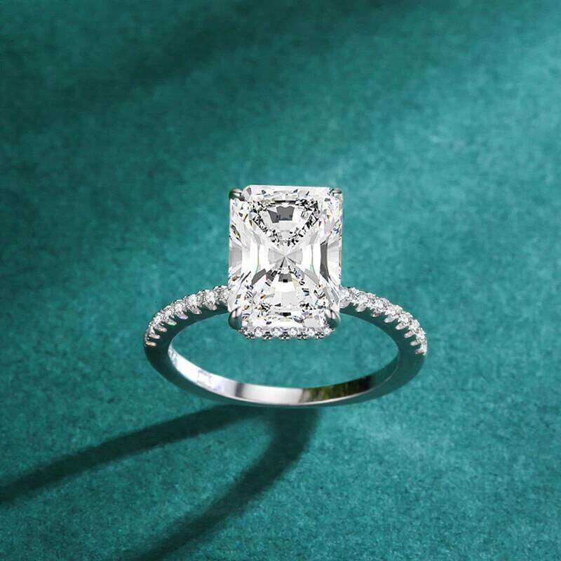 Ailmay Trendy 925 Sterling Silver Redian Cutting Rectangle 5A Zirconia Rings For Women Wedding Engagement Jewelry Gift H260312