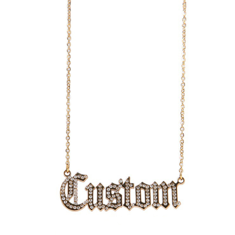 Custom Name Pendant Necklace Stainless Steel with Zircons Personalized Jewelry with Chain