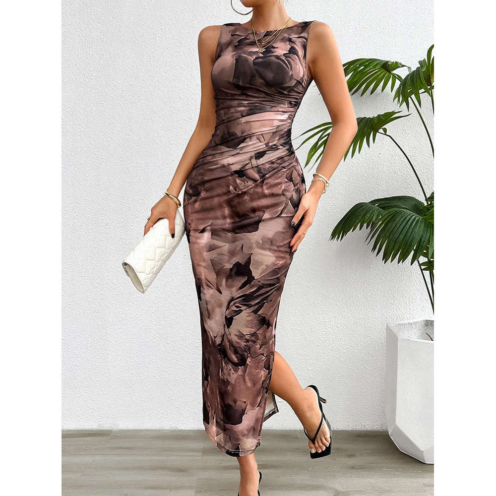 Foreign trade women's clothing cross-border independent site Shein 2025 spring-summer elegant slim-fit sleeveless dress