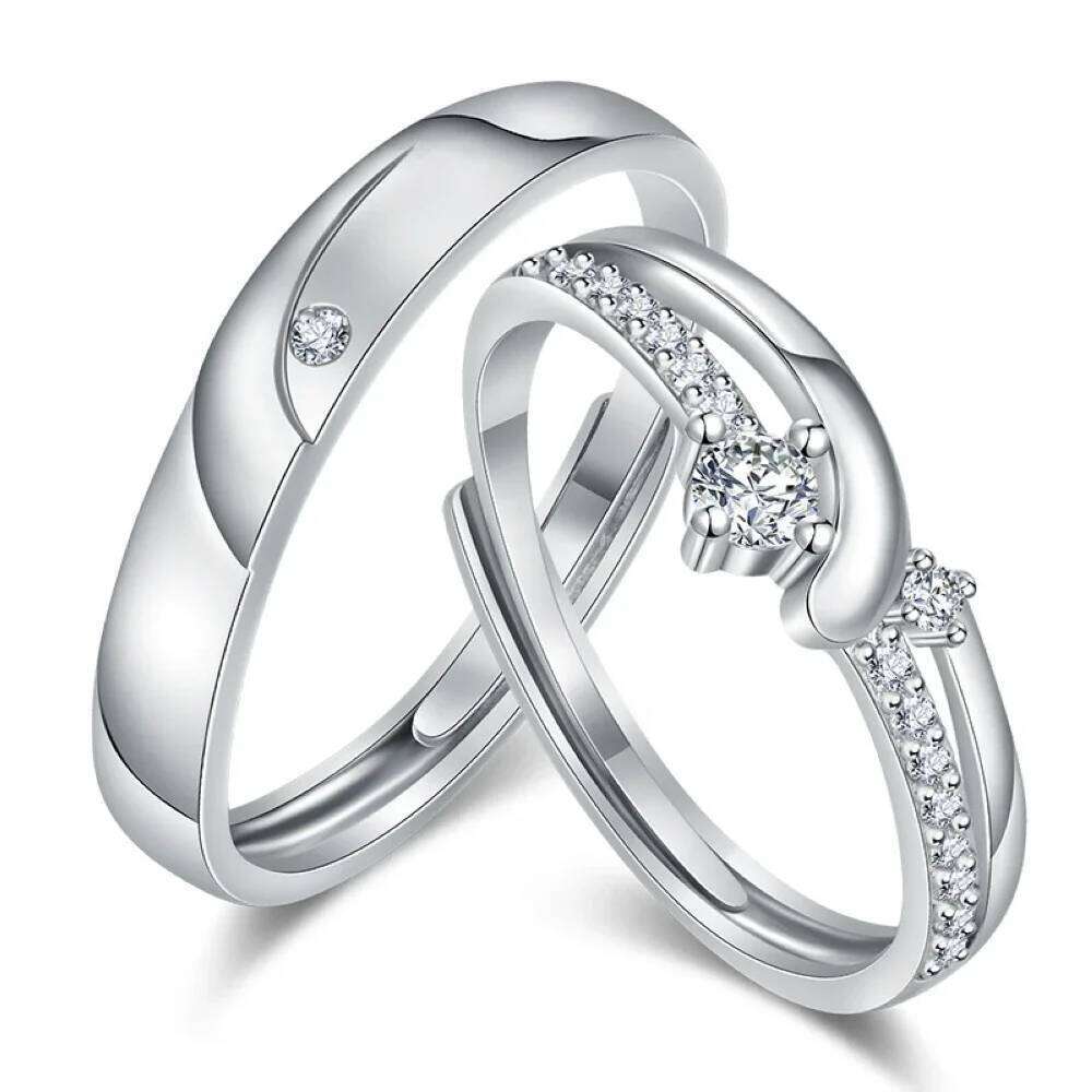 2026 Hot Sale Copper Plated Platinum Adjustable Couple Rings Men Women Overlap Opening Finger Jewelry Wholesale Drop shipping W260311
