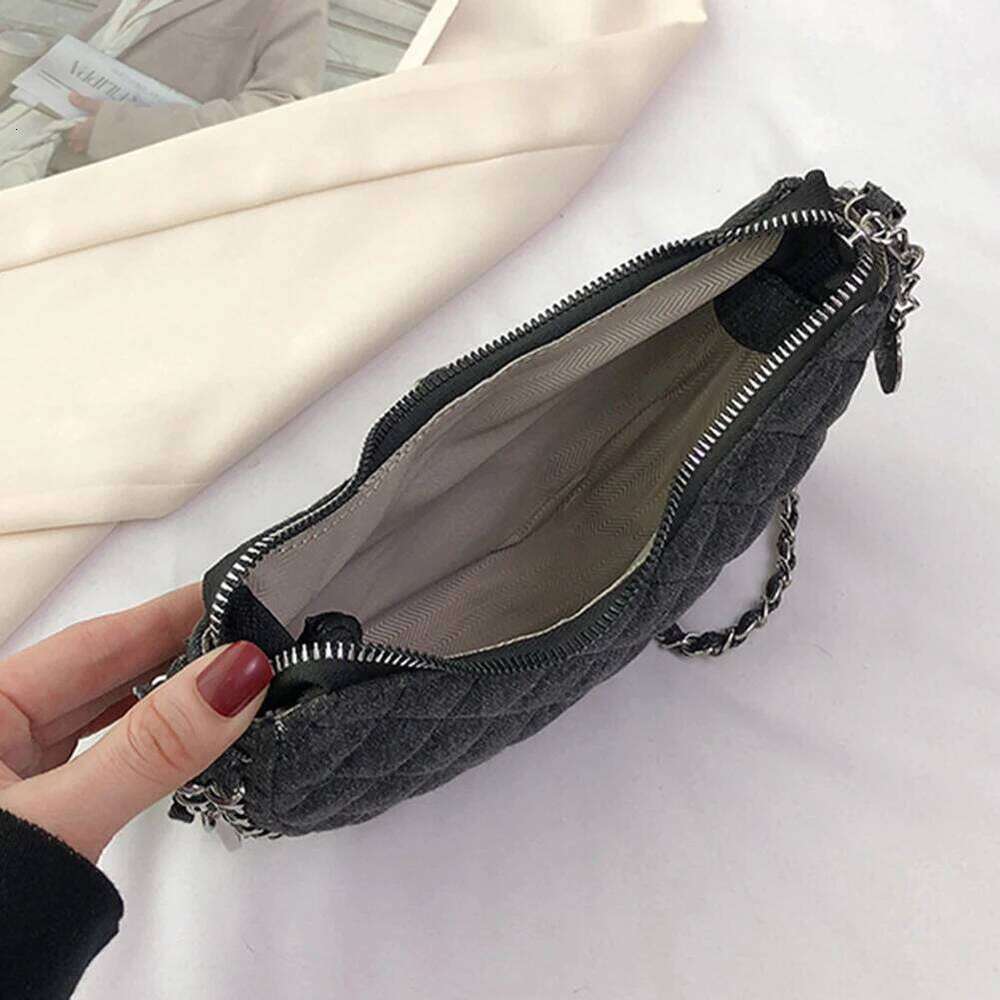 New Denim Fabrics Chain Crossbody Fashion Diffusion Stitching Small Crescent Bags Women S Luxury Underarm Tote Handbag XIU LAI SI