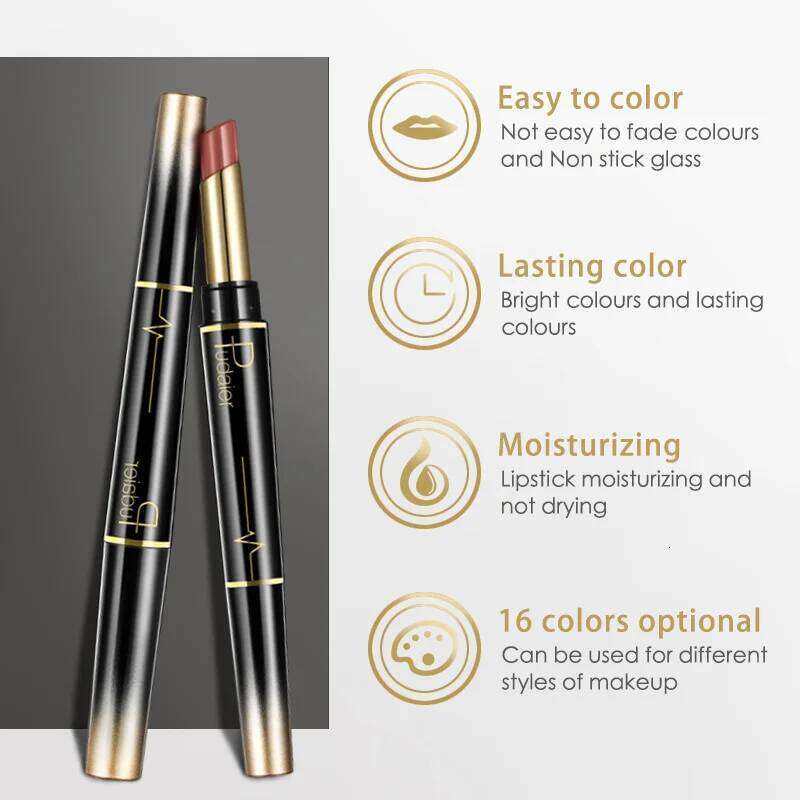 1pcs Matte Liner & Lipstick, Double Ended Pen Nude Makeup Tool, Long Lasting Color Rendering, Waterproof Lip Cosmetics W260311