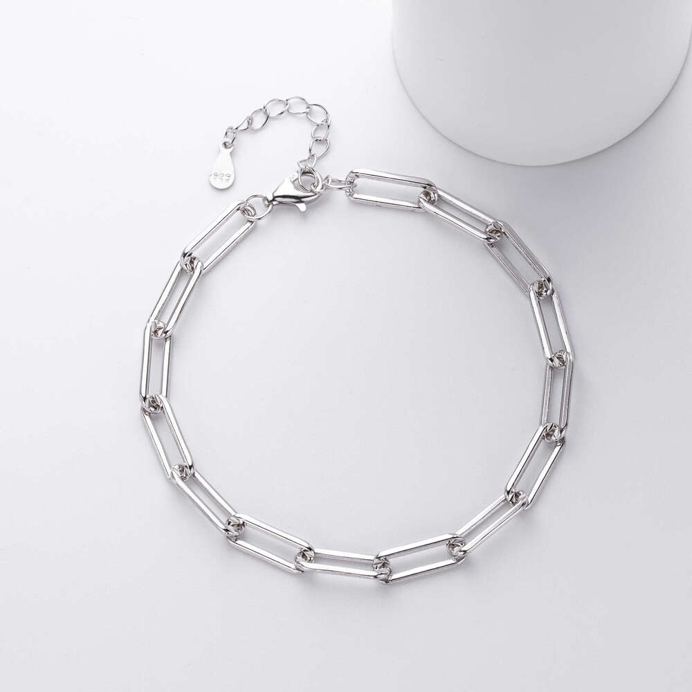 Women Jewelry Bracelets Charm Bracelets European American Style S925 Sterling Silver Simple Chain Elegant Texture Bracelet