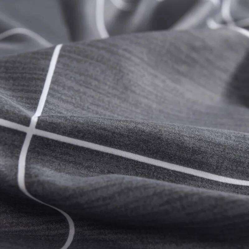 Simple Style Printed Double Pillowcase Bed Sheet Men's Bedding Four-piece Set Invisible Zipper Quilt Cover H260312