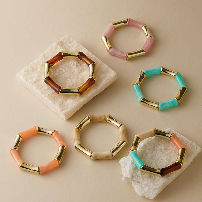 Women Jewelry Bracelets Bangle Simple Gradient Acrylic Bamboo Joint Geometric Designer Fashion All-Match Bracelet