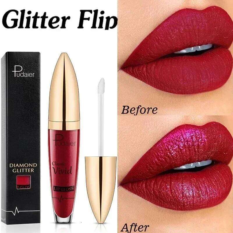 18 Colors Glitter Lip Gloss Waterproof Long Lasting Diamond Matte To Shimmer Metallic Liquid Lipstick Women Lips Makeup Cosmetic W260311