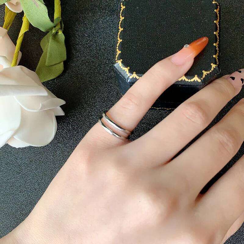 925 Silver Geometry Double-Layer Adjustable Vintage Women's Rings Beautiful High Quality Jewelry Accessories H260312