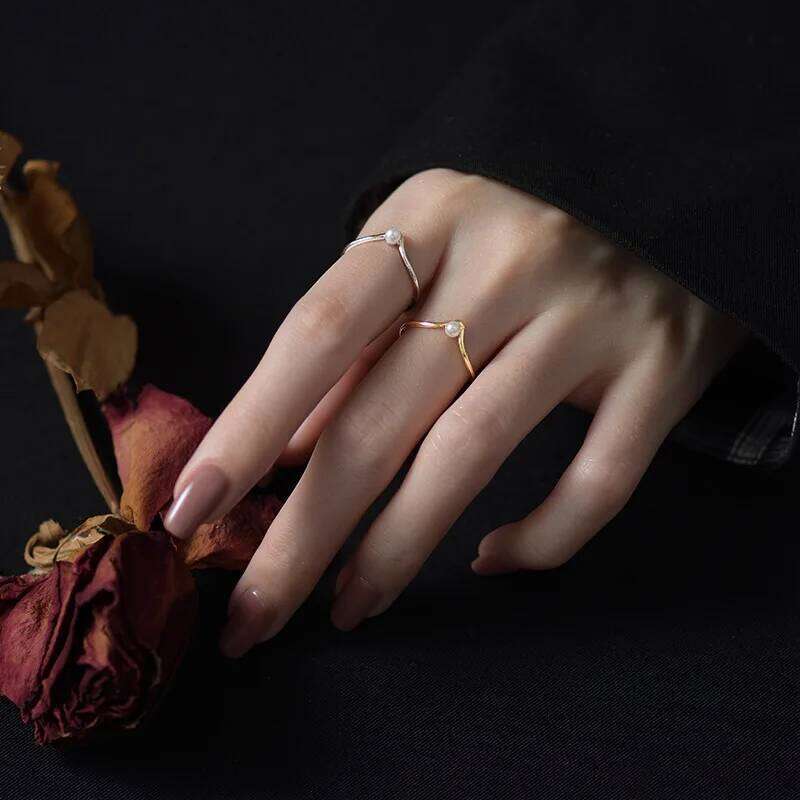 925 Silver V-shaped Pearl Adjustable Rings For Women Engagement Jewelry Wholesale and H260312