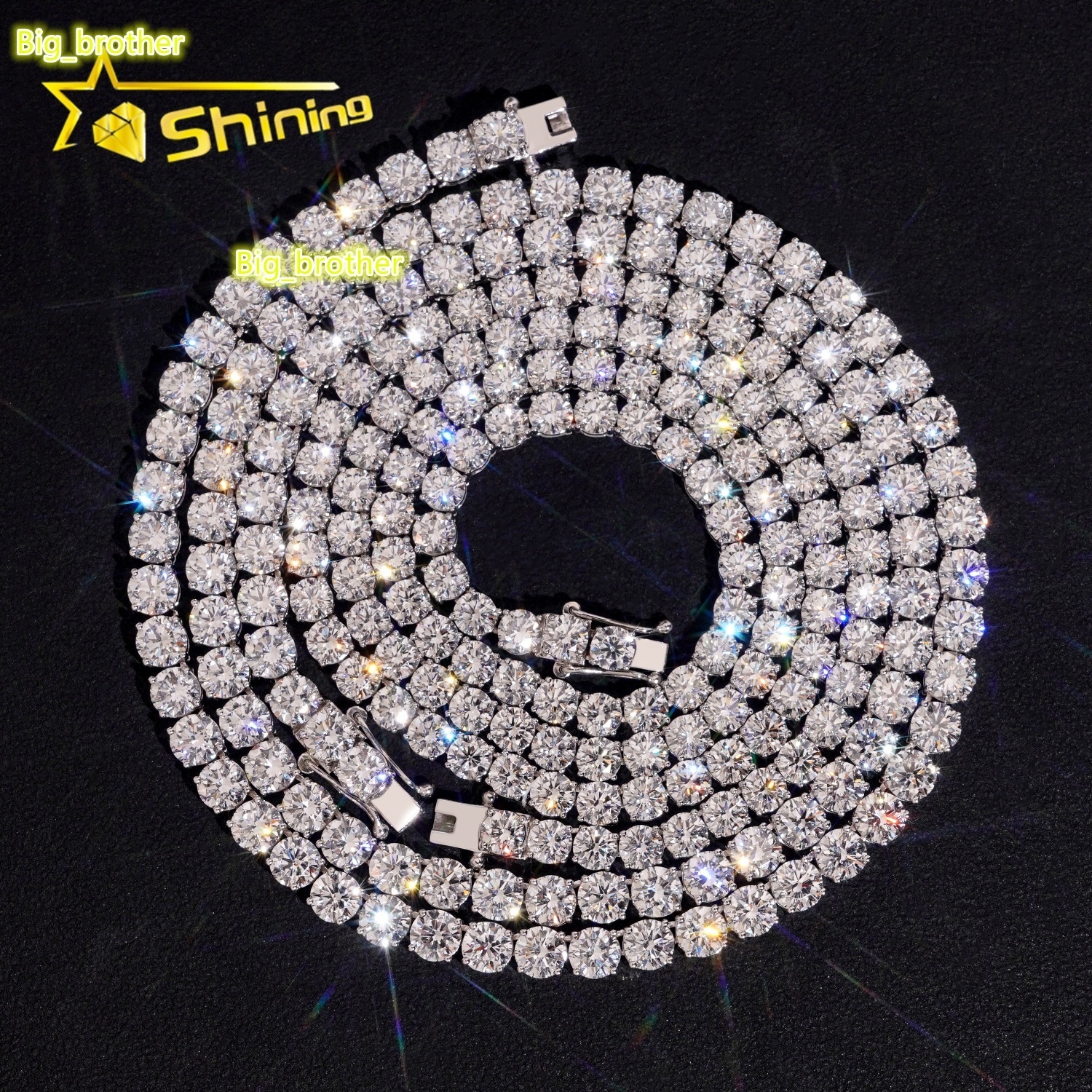 Hip Hop Jewelry Classic Prong Setting Top Quality 10k Rose Gold Lab Grown Diamond Tennis Chain