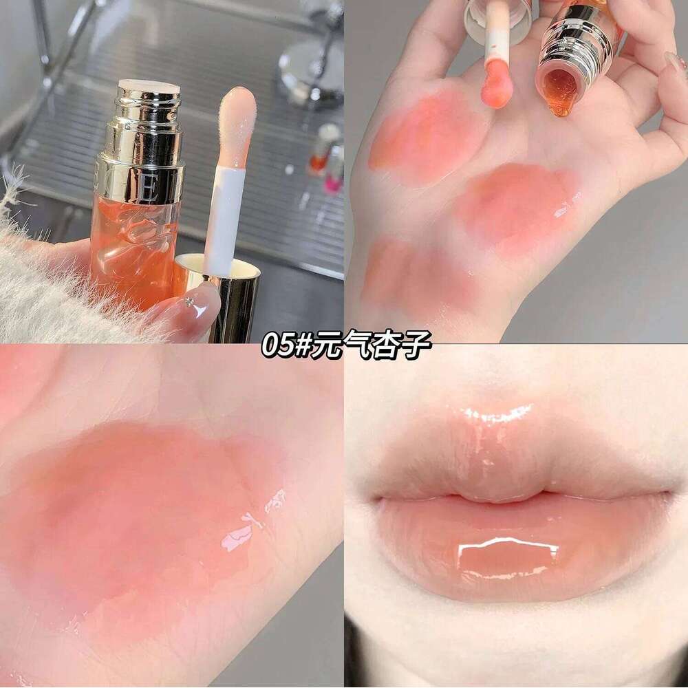 Plumping Oil, Clear Jelly Lip Gloss for Moisturizing Care, Shiny Glass Lips, Big Brush Applicator, Nourishing Liquid L W260311