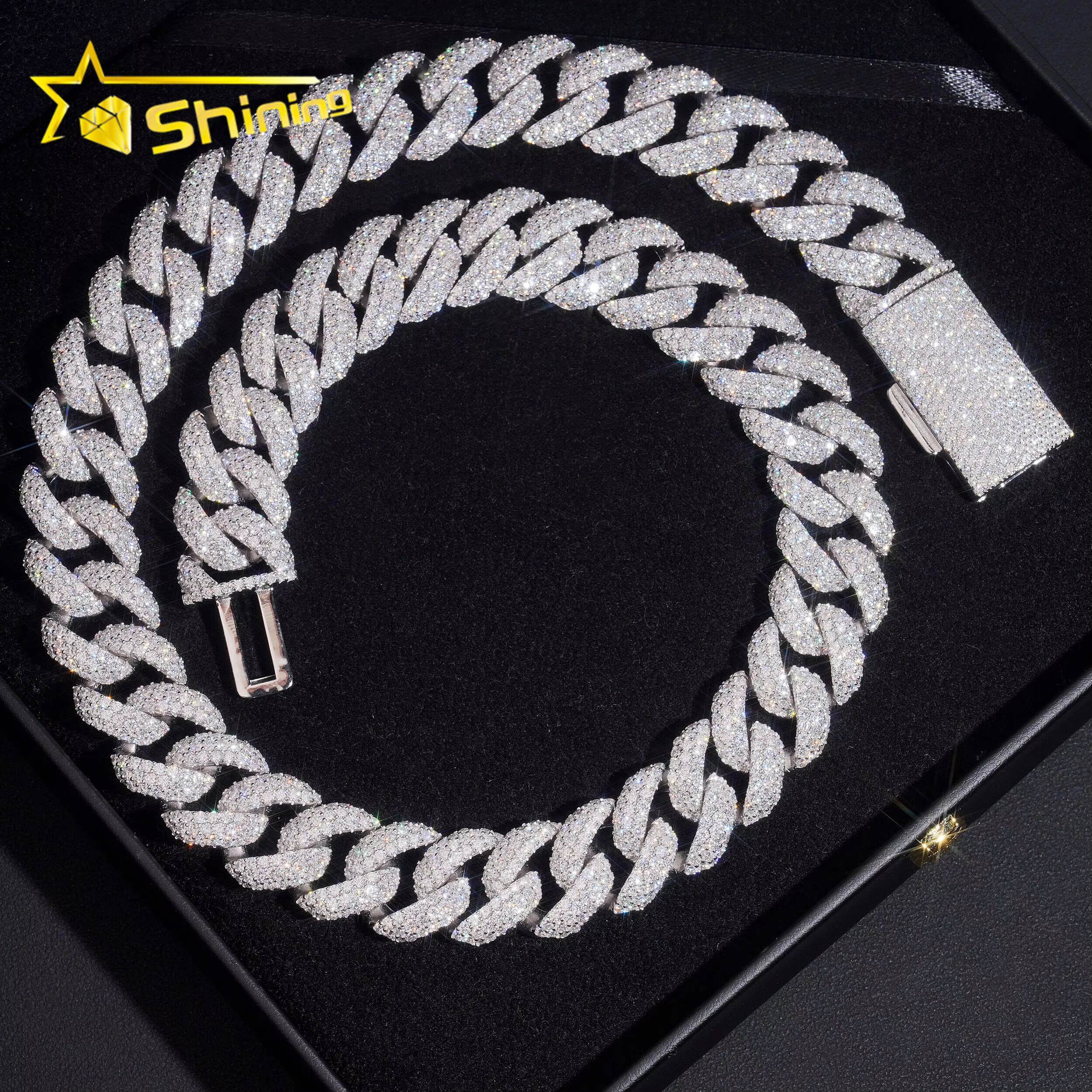 USA Local Fast Shipping Custom Hip Hop Jewelry S925 Sterling Silver d Color Vvs Moissanite 18mm Cuban Link Chain Necklace