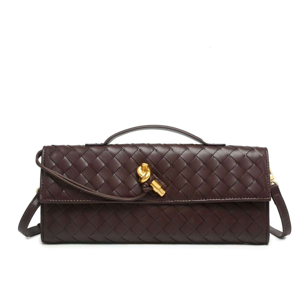 Cross-border bestseller: new summer model, purely handmade horizontal woven lock stick bag, high-end versatile fashion crossbody clutch bag