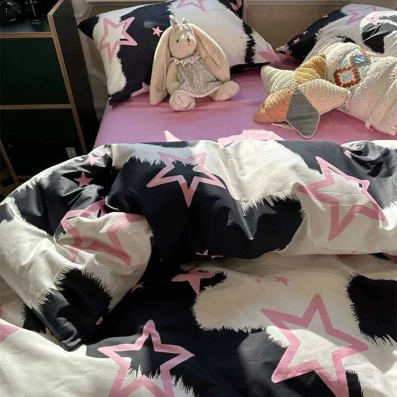 Quilt Cover Pillowcase Flat Sheet 4 Piece Set Cartoon Girl's Sets Soft Skin-friendly Four Season Double Bed Bedding H260312