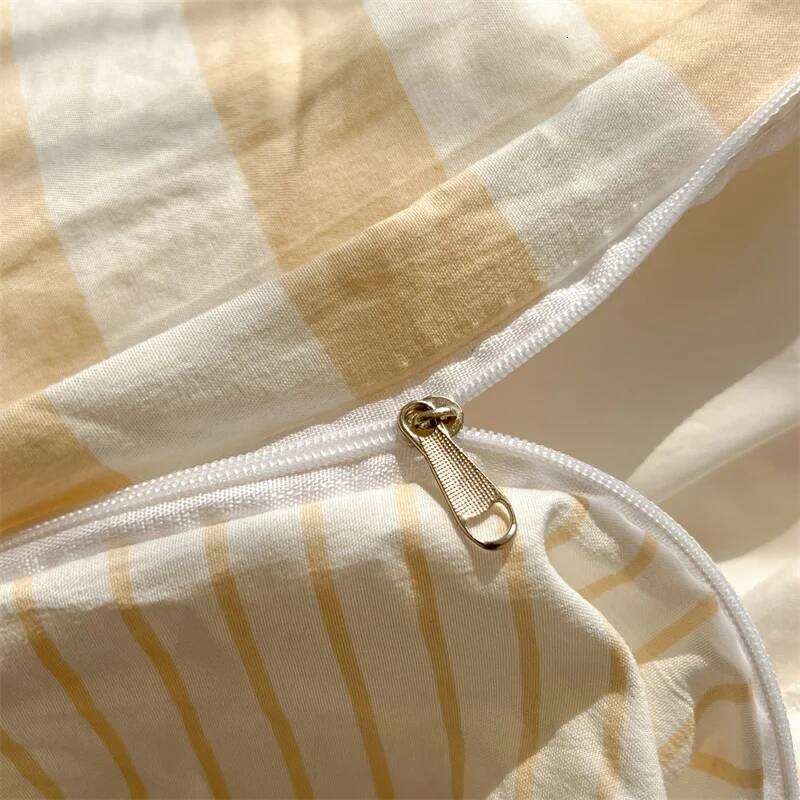Washed Cotton Double Yarn Crepe Striped Quilt Set 3-4 Pillowcase with Sheet Bedding Cover Supplies 200x230 220x240 Skin Friendly H260312
