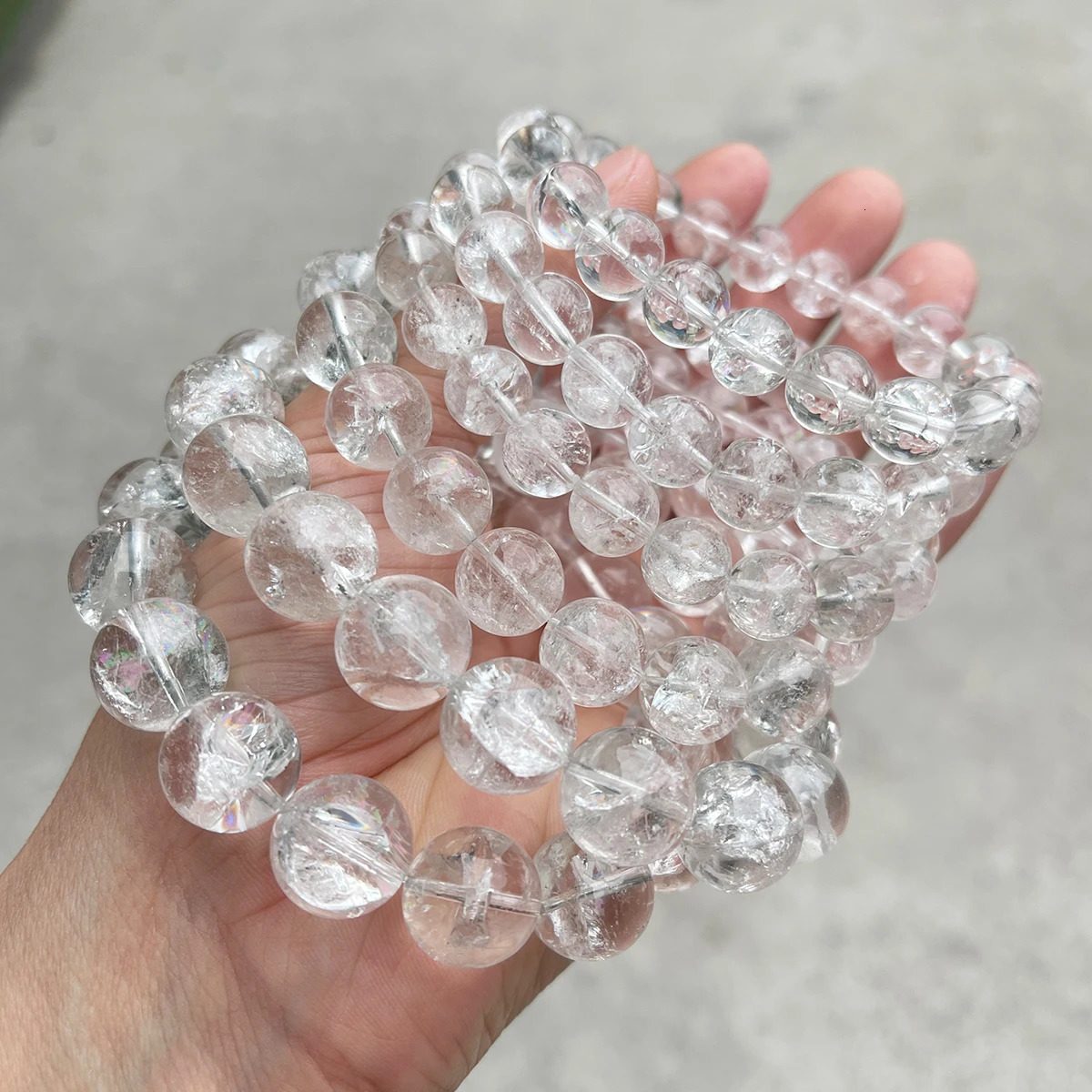 JD Natural Stone Azeztulite Rock Quartz Cracked Crystal Bead Bracelets Women Men Reiki Healing Stretch Jewelry Couple Party Gift 260302