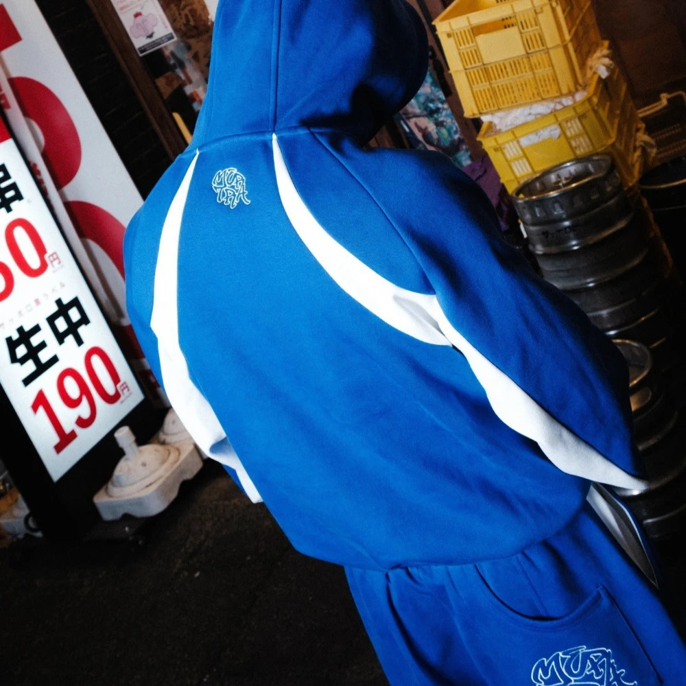 Autumn and winter trendy mens and womens high street Japanese casual sports letter hooded sweatshirt and pants set 260311