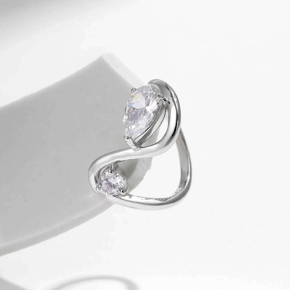 MODIAN Irregular Line Design 925 Sterling Silver High-Fashion Round & Water Drop CZ Finger Rings For Women Fine Jewelry H260312