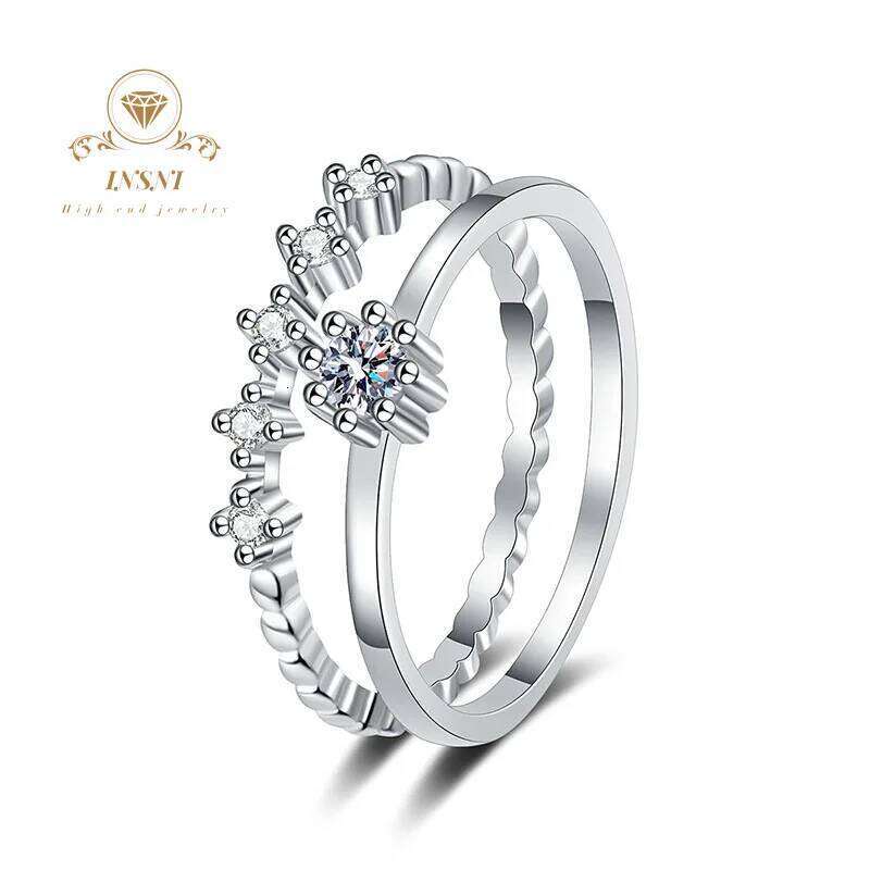 0.1CT D Color Mini Stackable Cluster Moissanite Ring S925 Silver Women's Jewelry GBA Certified Free Gift Box for Woman H260312