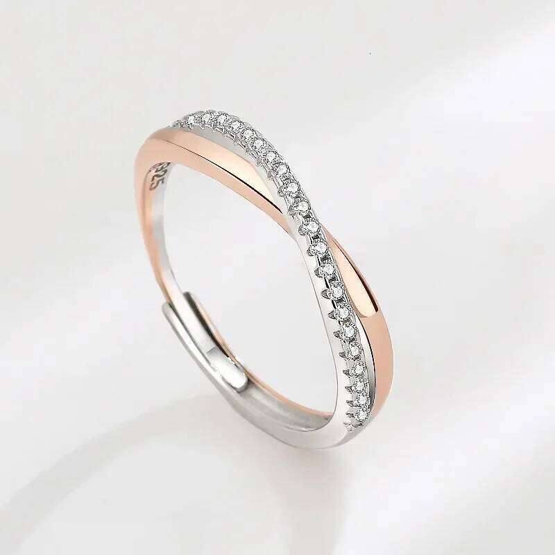 Monkton 925 Sterling Silver Couples Rings Micro-set A Pair Adjustable Lover Cross Ring for Men Women Festival Party Jewelry Gift W260311