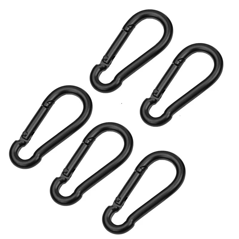 Iron Material Electrophoresis Black Surface Carabiner Snap Hook 5MM 6MM 8MM 260228