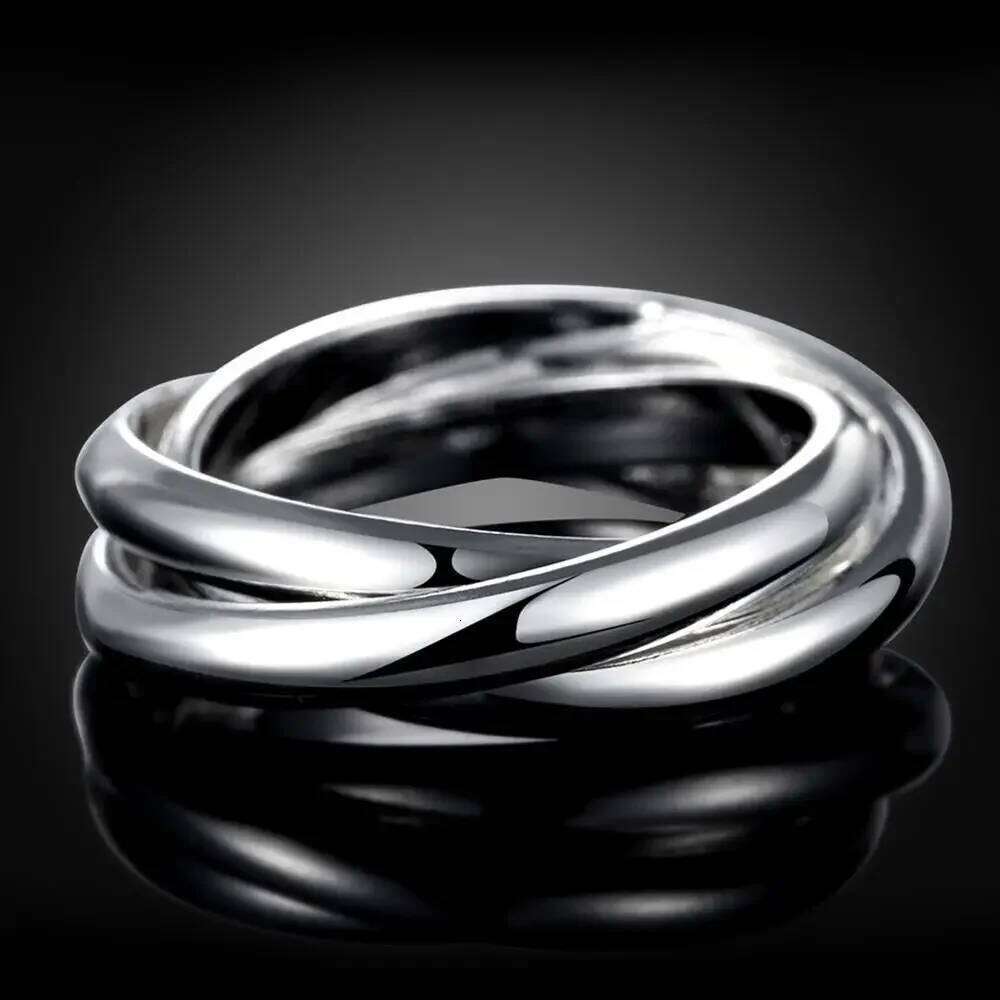 925 Sterling Silver Rings For Women Simple three circles size 5/6/7/8/9/10 Fashion Party Gifts Girl student Charm Jewelry H260312
