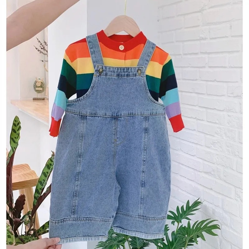 Autumn Children Loose Overalls Baby boys girls casual Jean Jumpsuit Solid Outwear Cloth 17Y Kids high qualit bib pants 260311