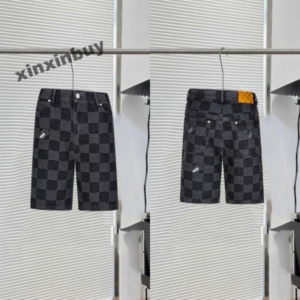xinxinbuy Men women designer jeans pant checkerboard Letter jacquard denim fabric pants blue green white S-2XL