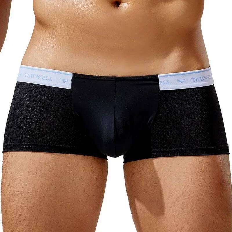 Men's Boxy Underwear Ice Silk Mesh Breathable Comfort Quick Dry Elastic Sports Trunk Youth Low-rise U Convex Pouch Boxer Shorts Z260312