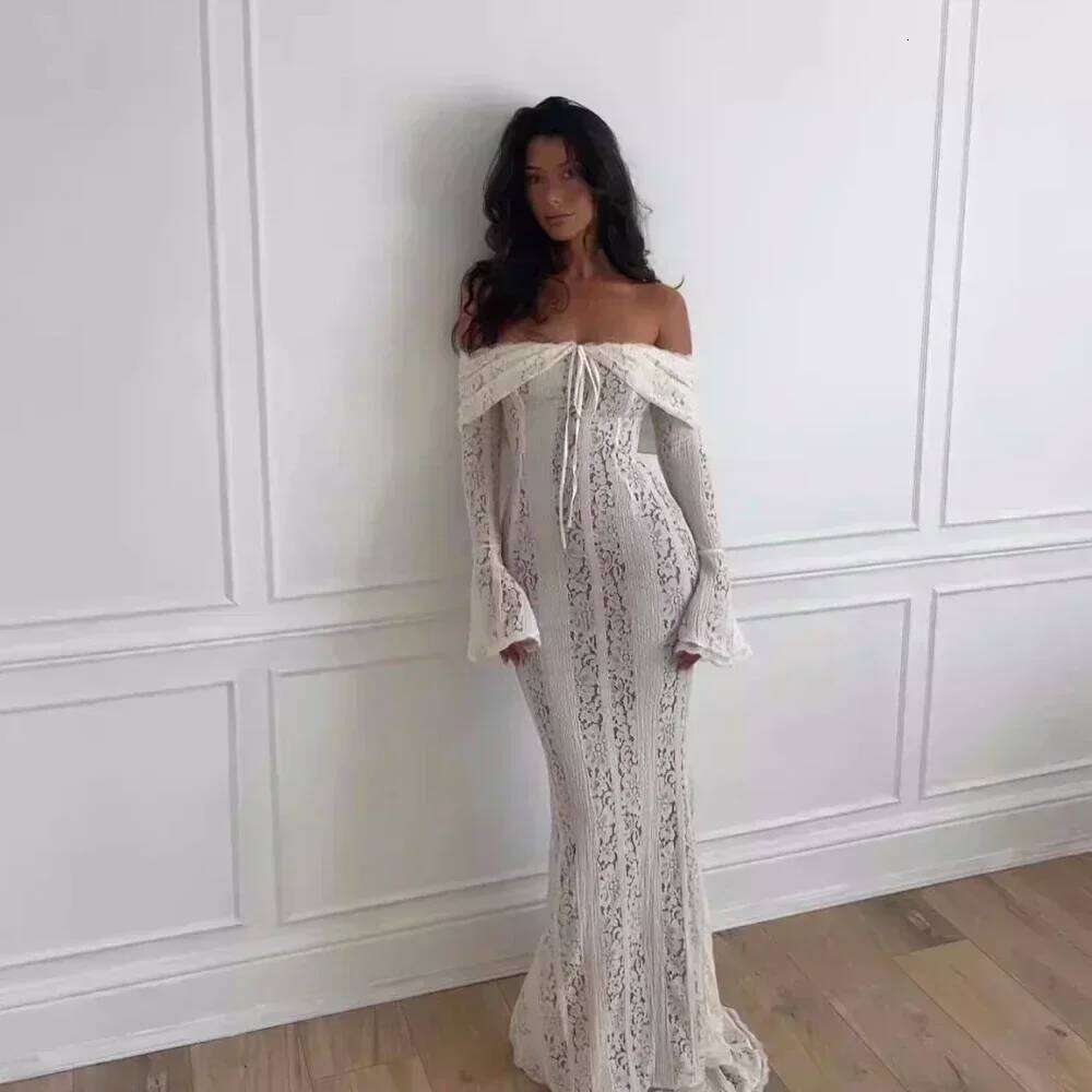 Suninheart White Evening for Events Red Long Sleeve Lace Elegant Party Dresses 2025 Women Luxury Wedding Prom Dress Gown C260312