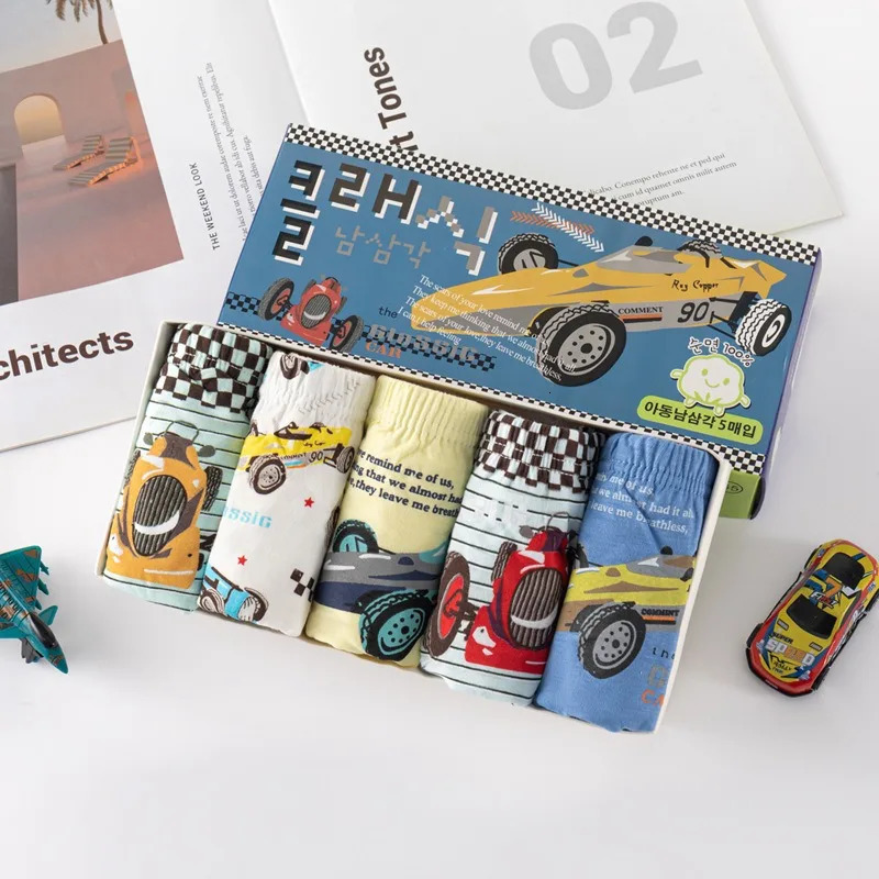 510Pcs Children Underwear Cotton Briefs For Boys Offroad Vehicle Cool Racing Car Pattern Soft Breathable Triangle Knickers 260311
