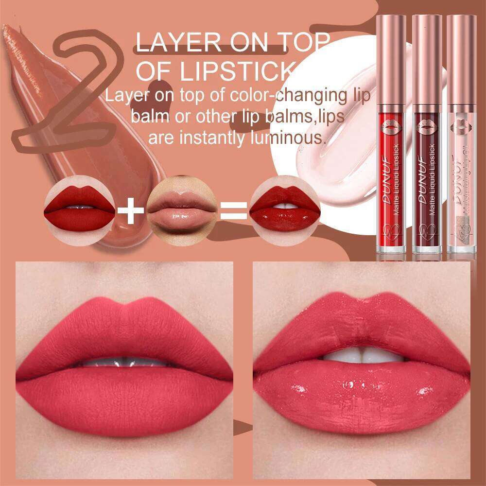 DUNUF Gloss And Lip Oil Set 2-Piece Long-Lasting Waterproof Matte Moisturizing Non-Fading Lipstick Collection W260311