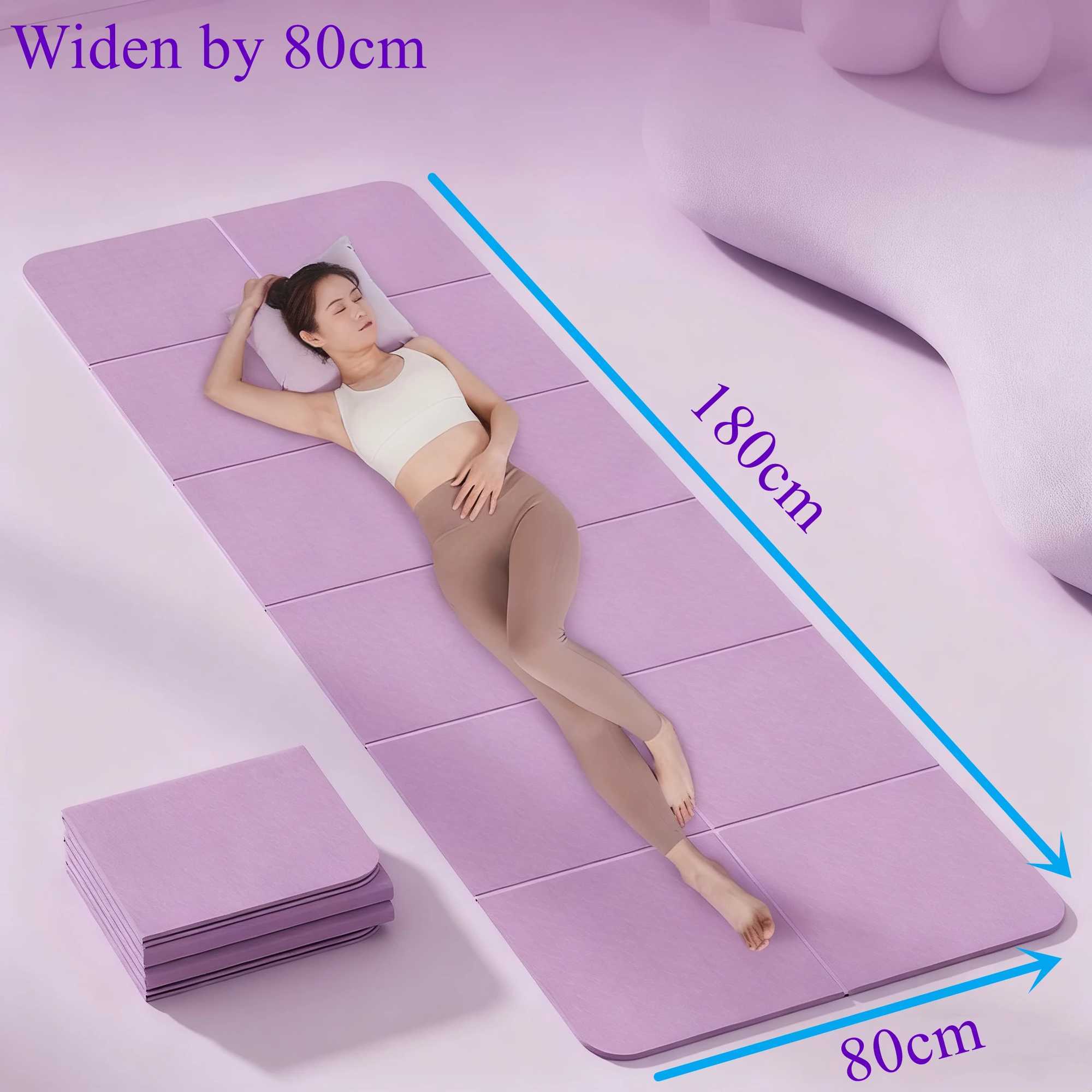 6mm/8mm Thick 80/60cm Wide Folding Yoga Mat Fitness Exercise Adult and Childrens Home Skipping Rope Outdoor Midday Rest Mat M260312
