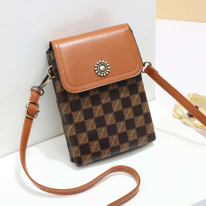 Luxury fashion wallet Women S Double Layer Crossbody Phone Trendy Letter Checkerboard Coin Mini Portable Shoulder Bag