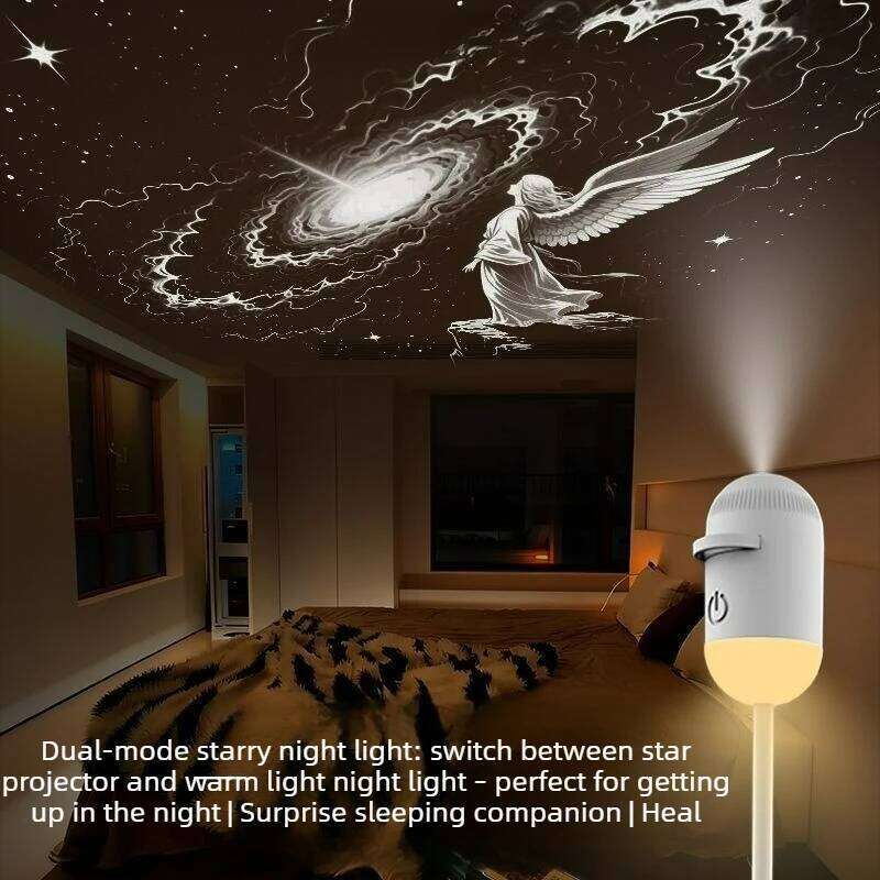 2-in-1 Mini Galaxy Star Projector Night Light Starry Sky Ambient Lamp for Bedroom Sleep & Decoration 26H0312